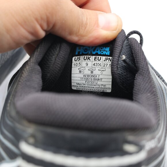 Hoka One One Bondi 7 Women’s Size 10.5 Black & White Running Athletic Sneakers - Picture 3 of 9